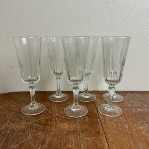 J.G. Durand Meridien Luminarc Ribbed Fluted Glasses Made in France Set of‎ 6